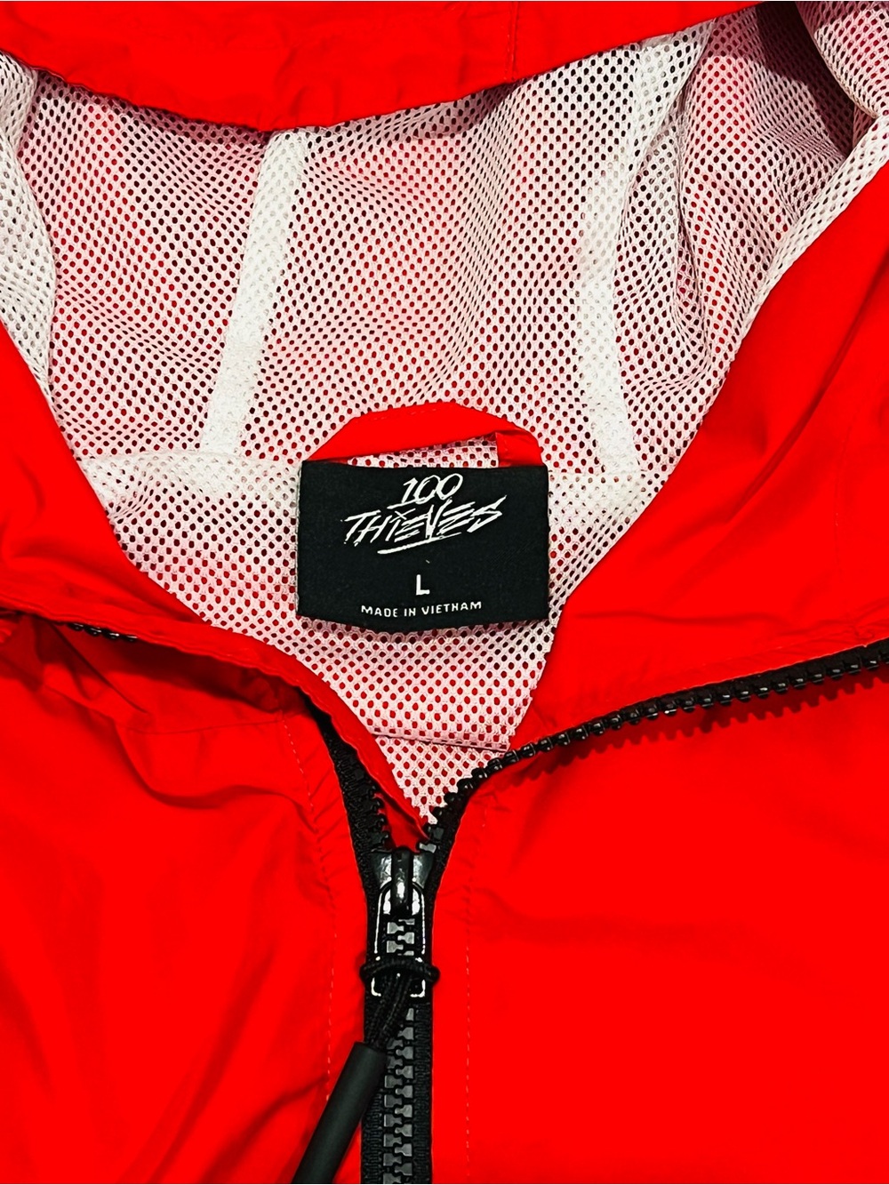 100 Thieves Tri Color Full Zip Windbreaker Jacket Red Black White Size Large💎 - Picture 7 of 8
